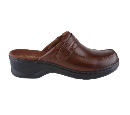 Clarks Bendables Leather LightweightClog w/ Strap Detail