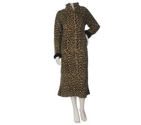 Stan Herman Animal Instinct Petite Plush Zip Front Robe - A217378