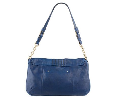 B.Makowsky Glove Leather Flap Shoulder Bag w/Turn Lock Hardware