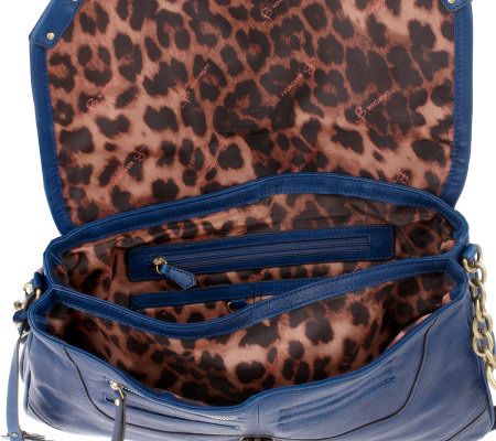 B.Makowsky Glove Leather Flap Shoulder Bag w/Turn Lock Hardware