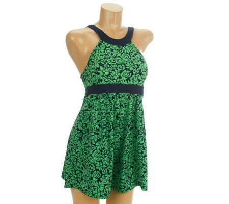 Fit 4 U Thighs Abstract Roses Hi-Neck Dress - A220878