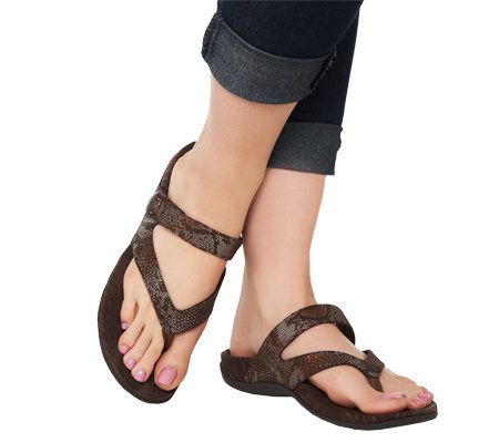 Orthaheel Cocoa Orthotic Thong Sandals w/ Adj. Strap