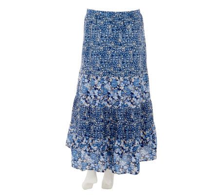 Liz Claiborne New York Pull-On Mixed Print Maxi Skirt