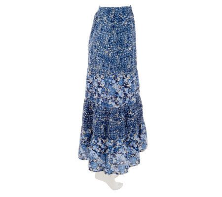 Liz Claiborne New York Pull-On Mixed Print Maxi Skirt