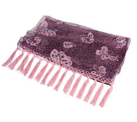 Lee Sands Sequined Embellished Butterfly Shawl - A313878