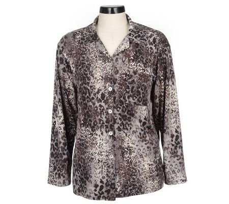 Susan Graver Liquid Knit Animal Print Big Shirt - A72978