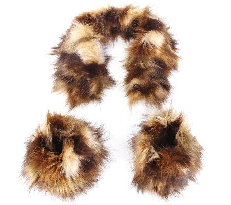 Fabulous Furs Faux Fur Collar and Boot Toppers Set by Donna Salyers - A94378