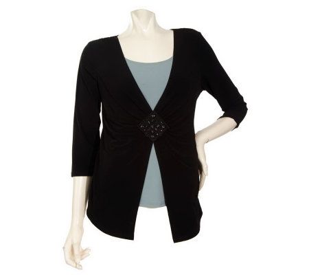 Effortless Style by Citiknits 3/4 Sleeve Duet w/Bead Detail - A201579