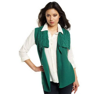 Luxe Rachel Zoe Drape Front Sleeveless Sweater Vest - A202379