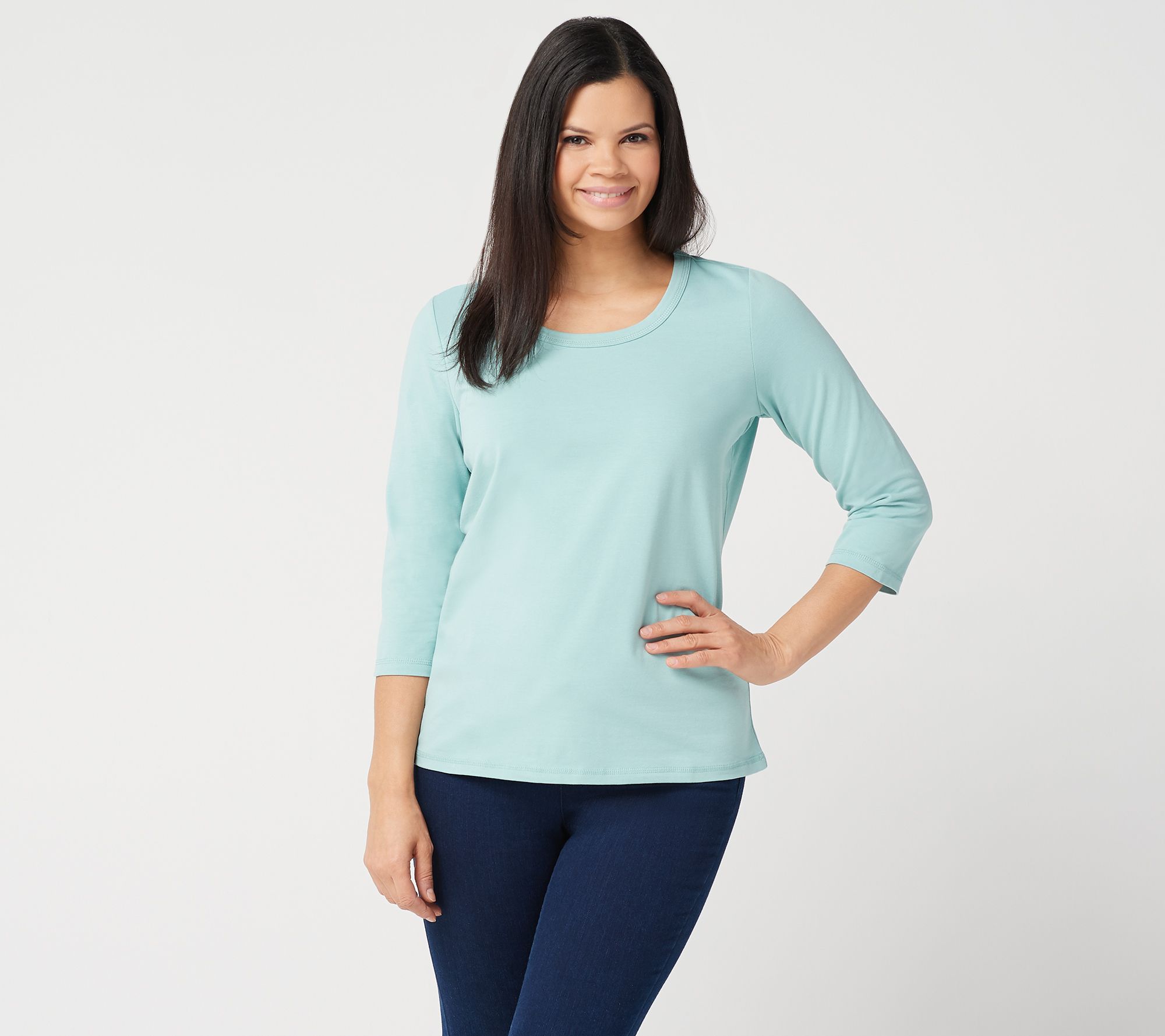Denim & Co. Essentials 3/4 Sleeve Round Neck T-shirt - A213779