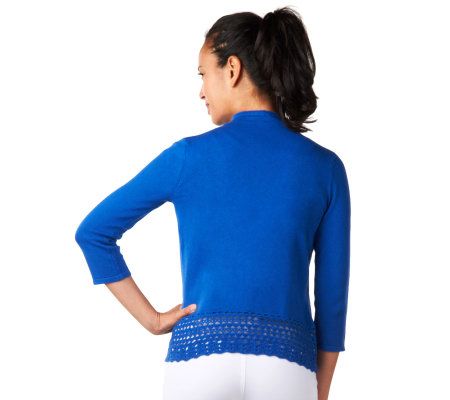 Isaac Mizrahi Live! 3/4 Sleeve Cascade Front Cardigan