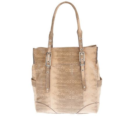 B. Makowsky Leather North/South Tote with Adjust. Straps