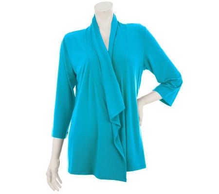 Allure by Julia K 3/4 Sleeve Drape Front Knit Cardigan - A231579