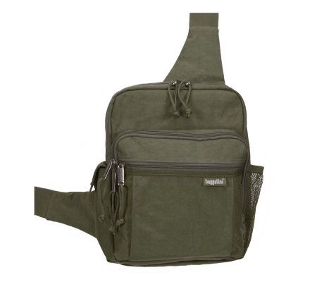 baggallini Crinkle Nylon Messenger Bagg with Cell Phone Pocket