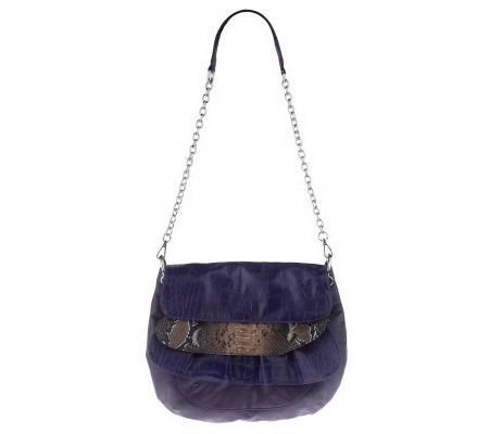 LOGO by Lori Goldstein Faux Leather Multi-Flap Handbag - A203980