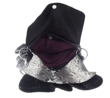 LOGO by Lori Goldstein Faux Leather Multi-Flap Handbag