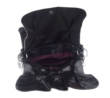 LOGO by Lori Goldstein Faux Leather Multi-Flap Handbag