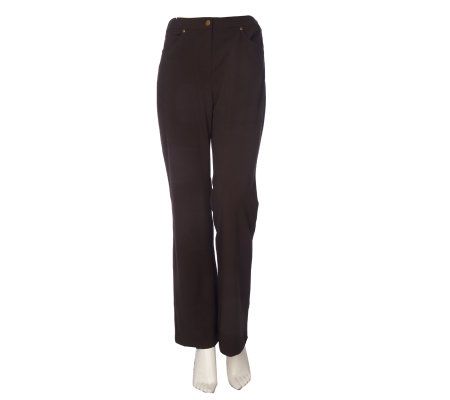 Susan Graver Chelsea Stretch Zip Front Boot Leg Regular Pants - A211180