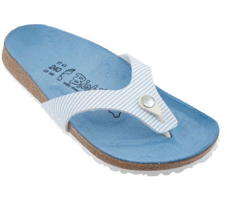 Birkis Seersucker Stripe Slip-on Thong Sandals - A214980