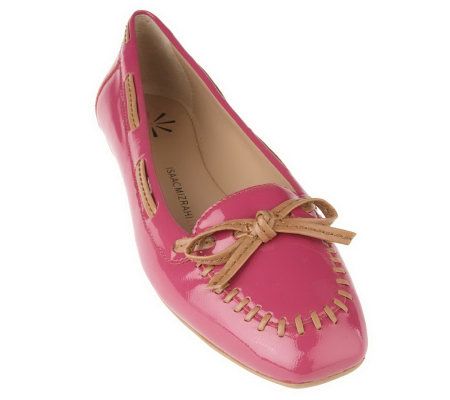 Isaac Mizrahi Live! Patent Leather Moccasins with Bow Detail - A215580