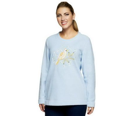 Quacker Factory Winter Cardinal Fleece Sweatshirt - A215680