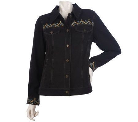 Bob Mackies Santa Fe Embroidered Jacket with Pockets - A217780