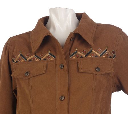 Bob Mackies Santa Fe Embroidered Jacket with Pockets