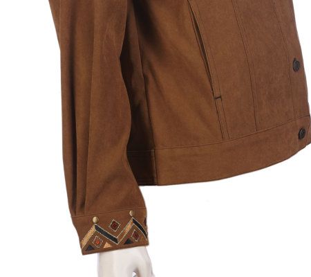 Bob Mackies Santa Fe Embroidered Jacket with Pockets