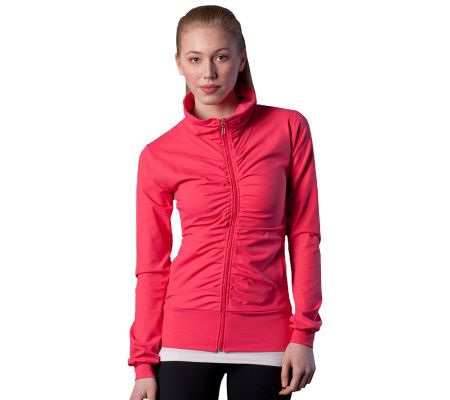 Silver Icing Hayley Ruched Full Zip Long Sleeve Jacket - A223180