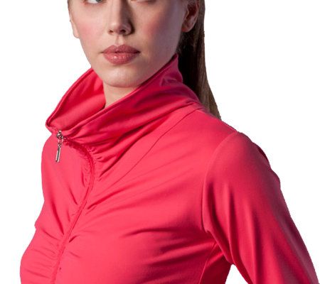 Silver Icing Hayley Ruched Full Zip Long Sleeve Jacket