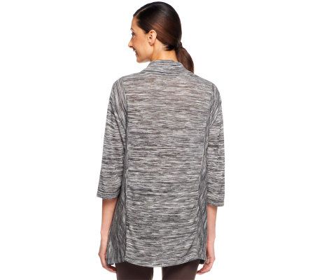 LOGO by Lori Goldstein Cowl Neck Space Dyed Knit Top