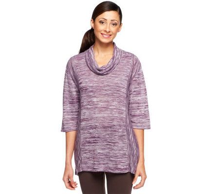 LOGO by Lori Goldstein Cowl Neck Space Dyed Knit Top - A227080