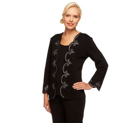 Bob Mackies Scallop Edge Duet with Rhinestone Embellishment - A229280