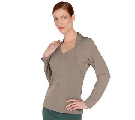 George Simonton Stretch Milky Knit Seamed V-neck Top - A70080