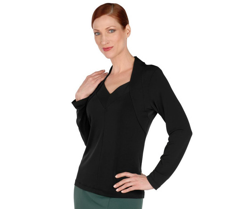 George Simonton Stretch Milky Knit Seamed V-neck Top - A70080