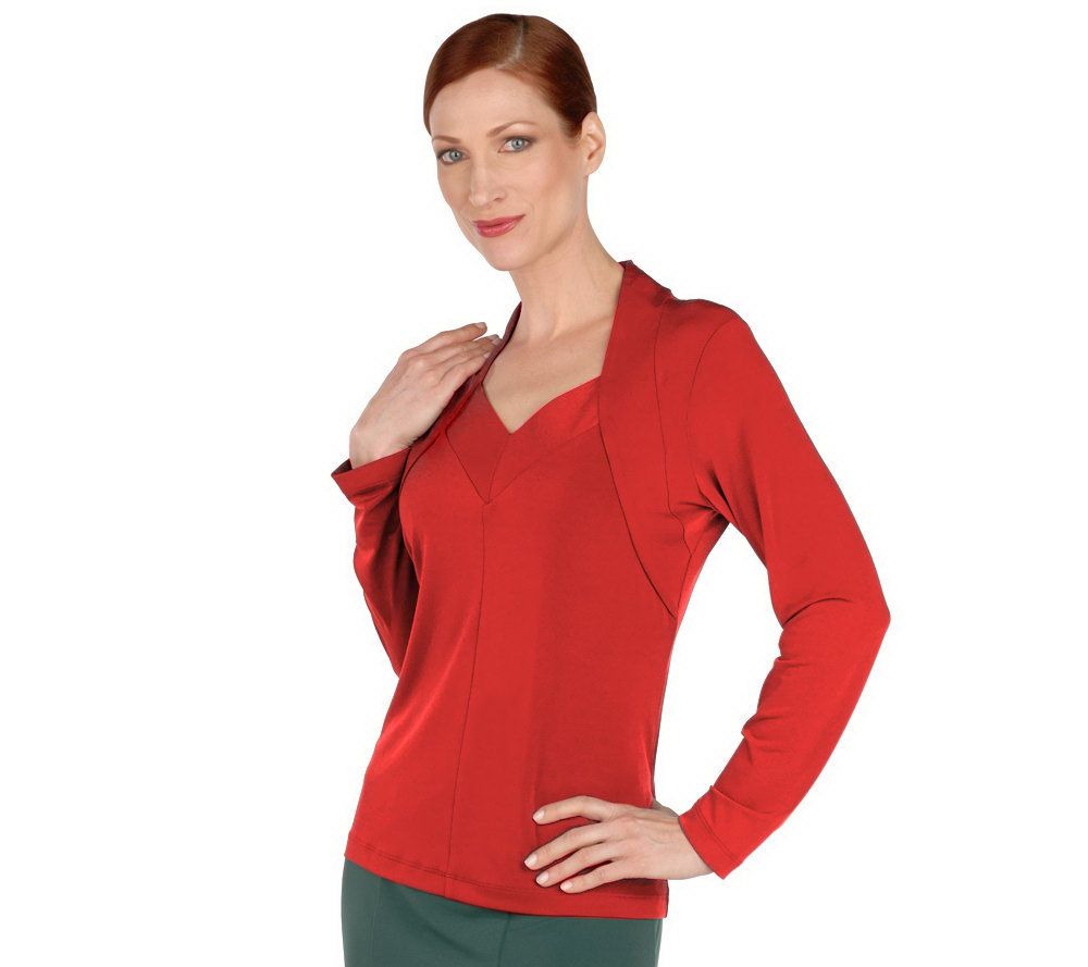 George Simonton Stretch Milky Knit Seamed V-neck Top - A70080