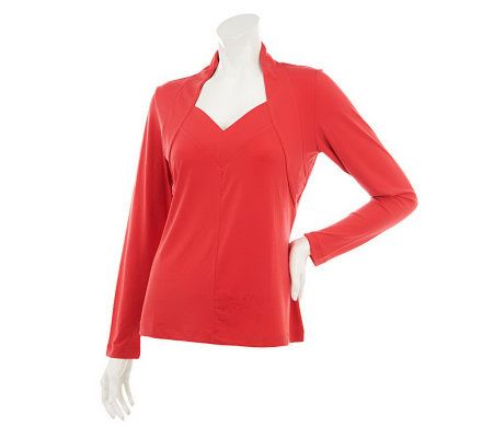 George Simonton Stretch Milky Knit Seamed V-neck Top - A70080