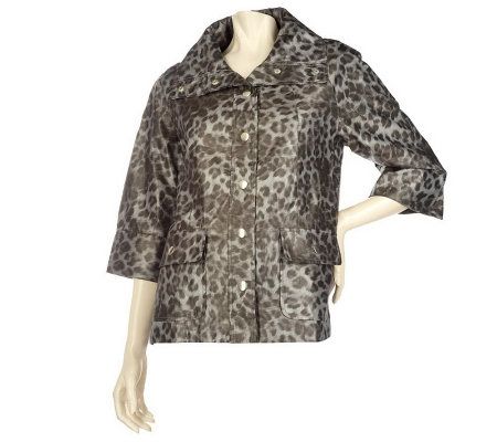 Susan Graver Choice of Animal Print or Solid Jacket w/ 3/4 Sleeves - A199381