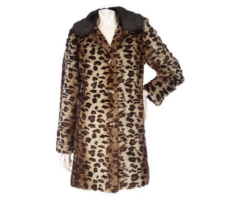 Dennis Basso Faux Fur Ombre Leopard Print Walking Coat - A210481
