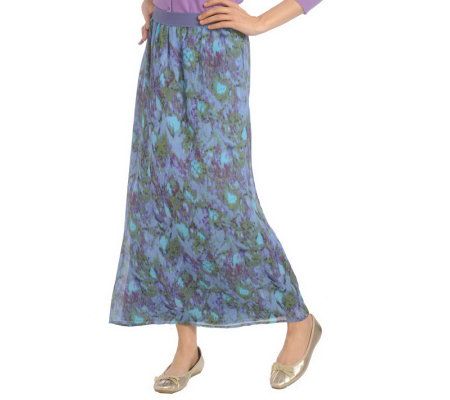 Isaac Mizrahi Live! Impressionist Floral Silk Maxi Skirt - A213381