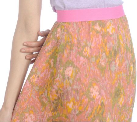 Isaac Mizrahi Live! Impressionist Floral Silk Maxi Skirt