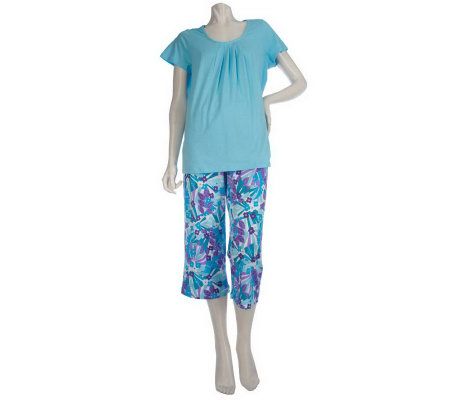 Carole Hochman Rainforest Cotton Jersey 2-piece Capri Set - A214381
