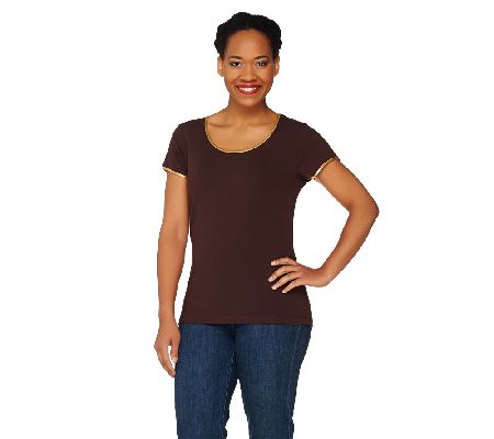 Linea by Louis DellOlio Short Sleeve T-shirt with Trim Detail - A215181