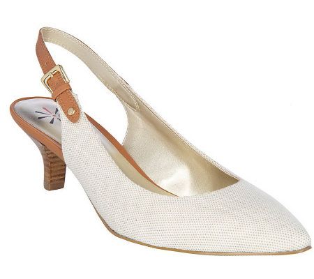 Isaac Mizrahi Live! Fabric and Vachetta Kitten Heels - A215581