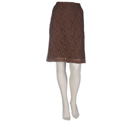 Dennis Basso Fully Lined Lace Pencil Skirt with Zipper Closure - A215781