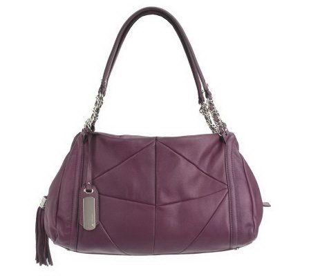 B.Makowsky Glove Leather Zip-Top Tote with Chain Accents - A219181