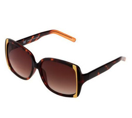 Wendy Williams Large Square Shape Sunglasses w/ Metal Trim - A223681