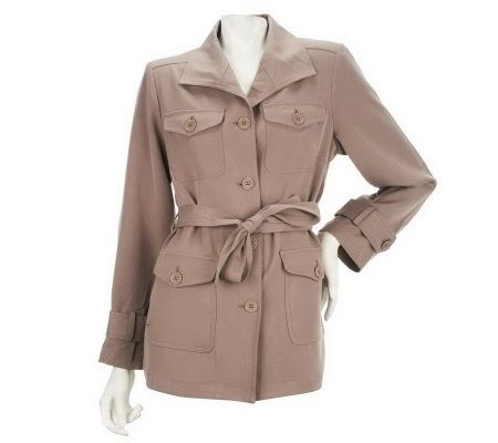 Linea by Louis DellOlio Button Front Safari Jacket with Belt - A227581