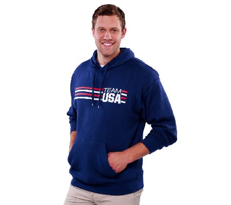 Team USA Mens Striped Fleece Hooded Sweatshirt - A227681