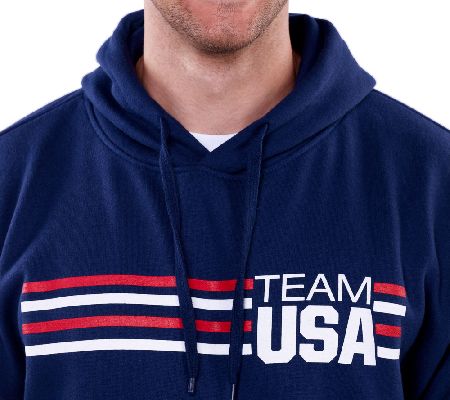Team USA Mens Striped Fleece Hooded Sweatshirt